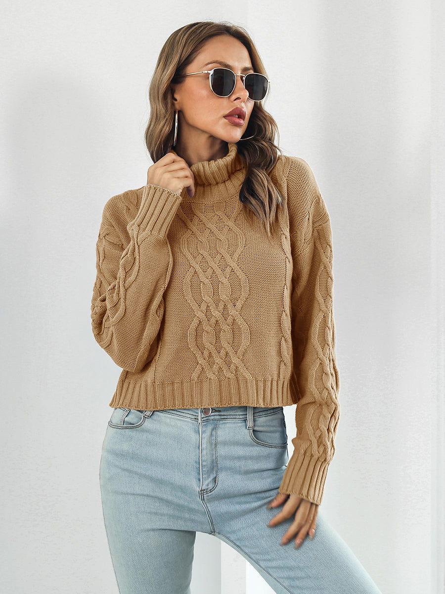 Turtleneck Dropped Shoulder Sweater - Clothes For Her Online Store