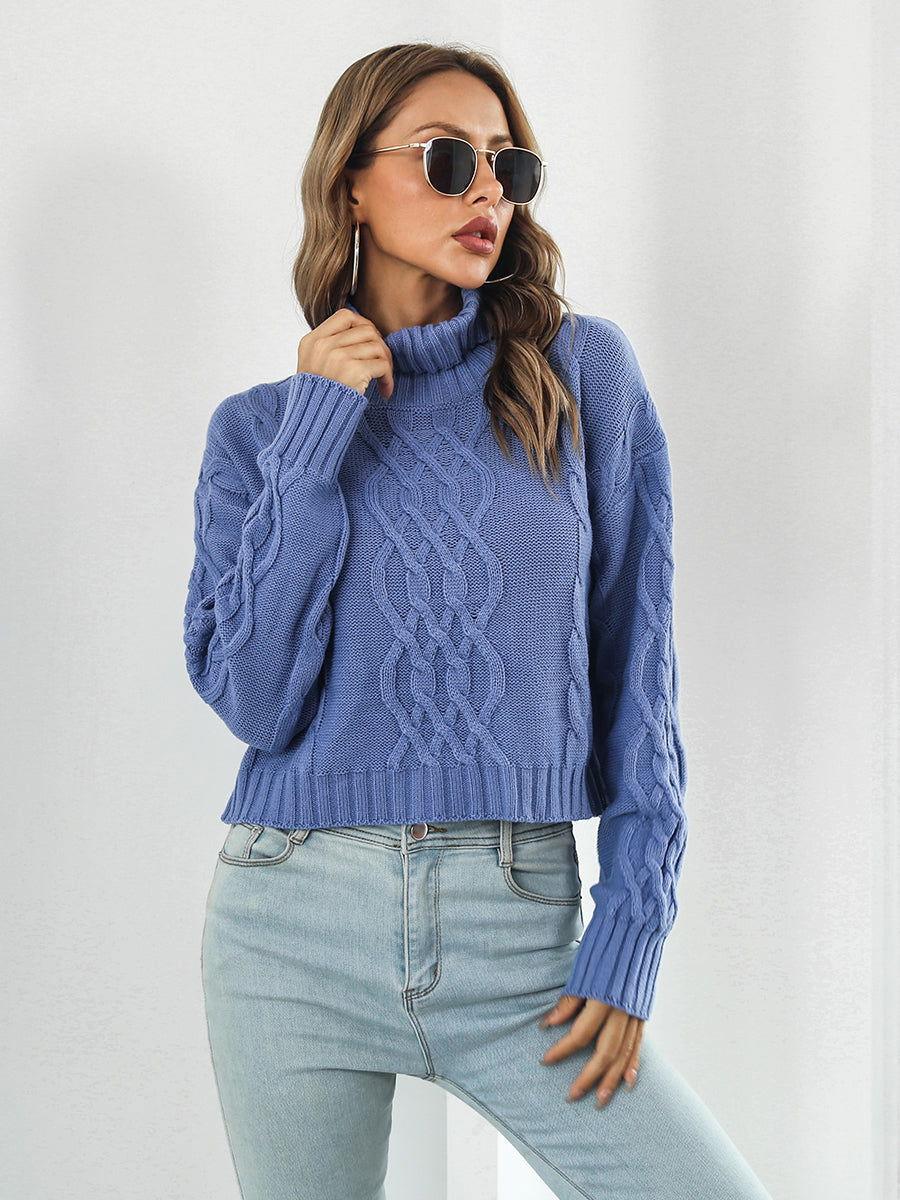 Turtleneck Dropped Shoulder Sweater - Clothes For Her Online Store