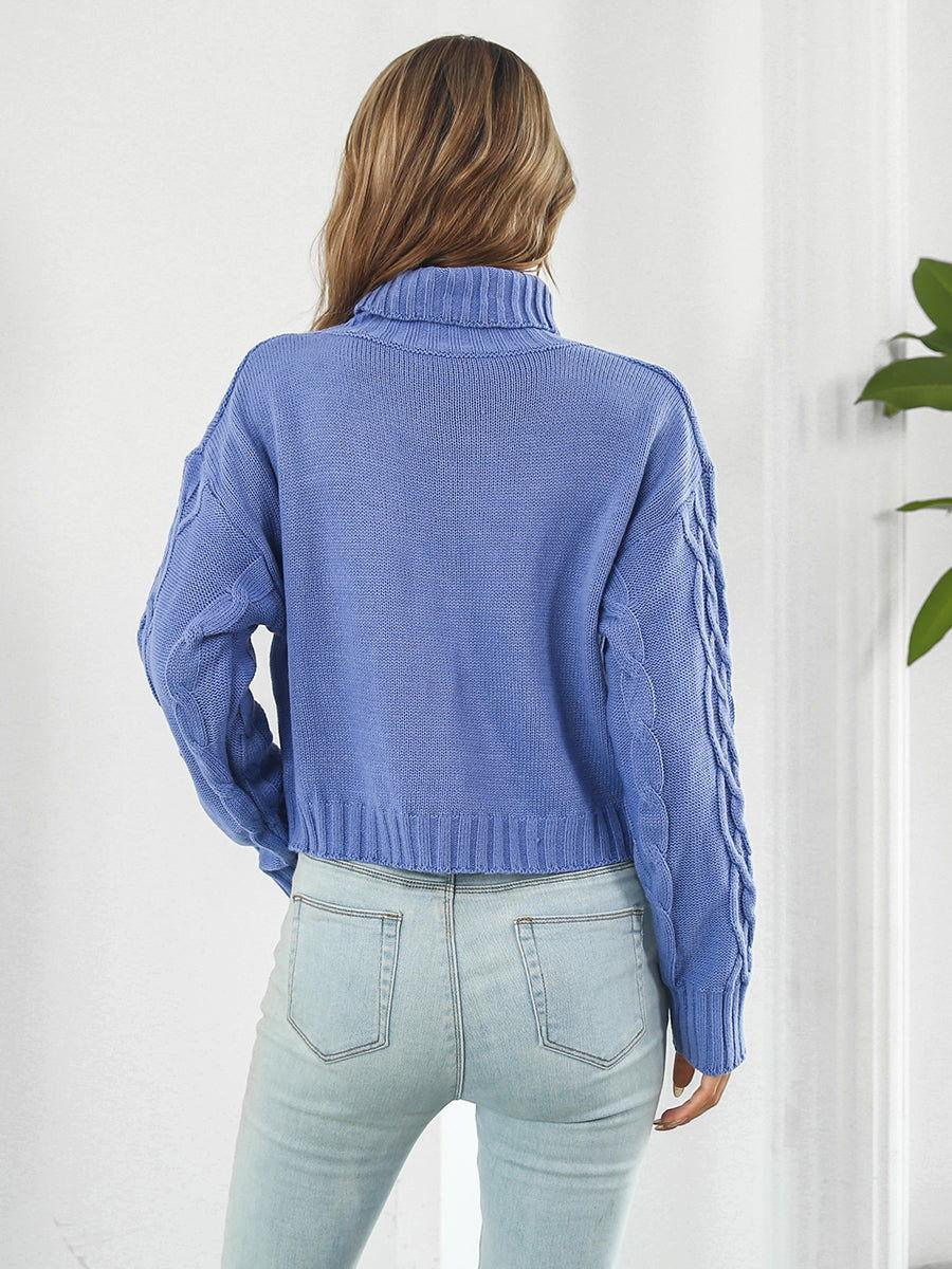 Turtleneck Dropped Shoulder Sweater - Clothes For Her Online Store