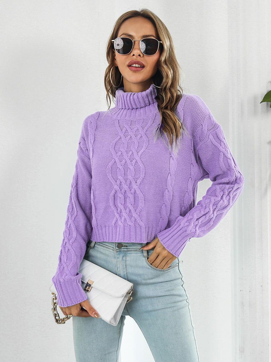 Turtleneck Dropped Shoulder Sweater - Clothes For Her Online Store