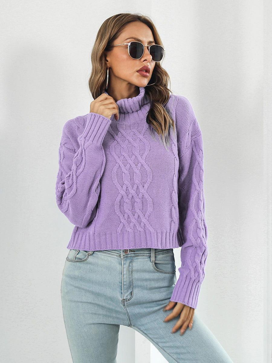 Turtleneck Dropped Shoulder Sweater - Clothes For Her Online Store
