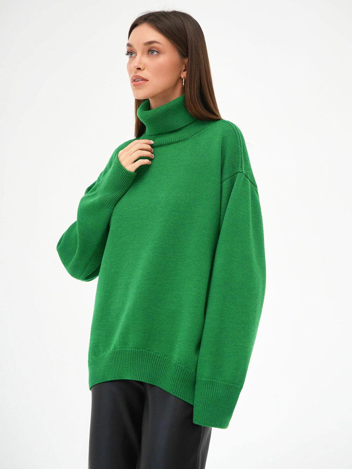 Turtleneck Long Sleeve Sweater - Clothes For Her Online Store