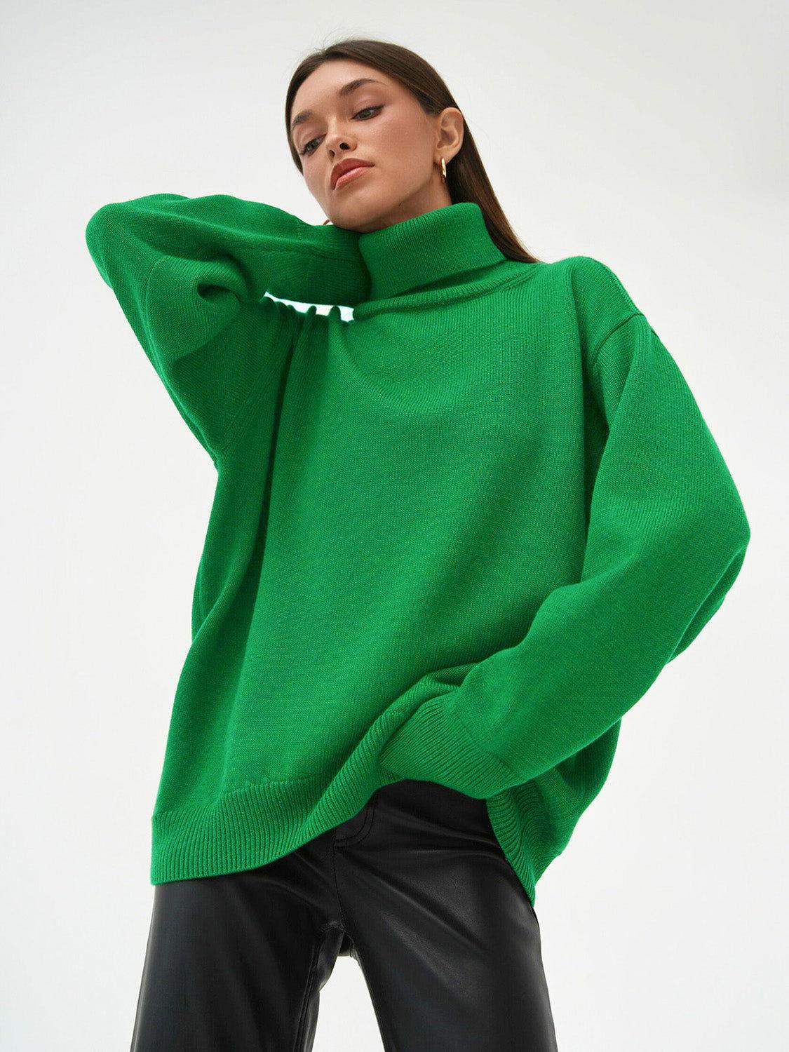 Turtleneck Long Sleeve Sweater - Clothes For Her Online Store