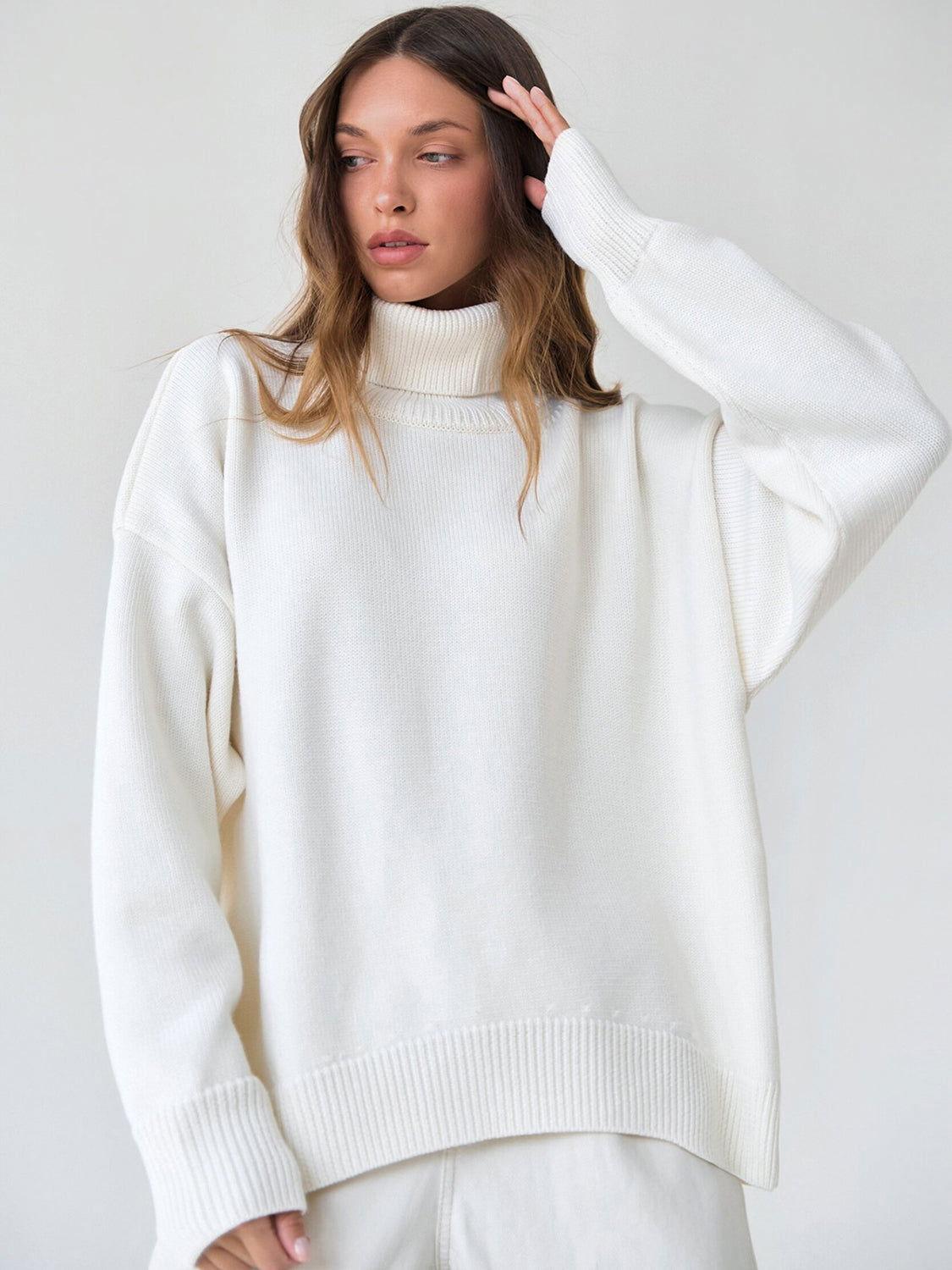 Turtleneck Long Sleeve Sweater - Clothes For Her Online Store