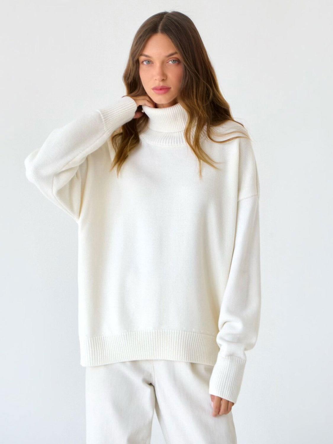 Turtleneck Long Sleeve Sweater - Clothes For Her Online Store