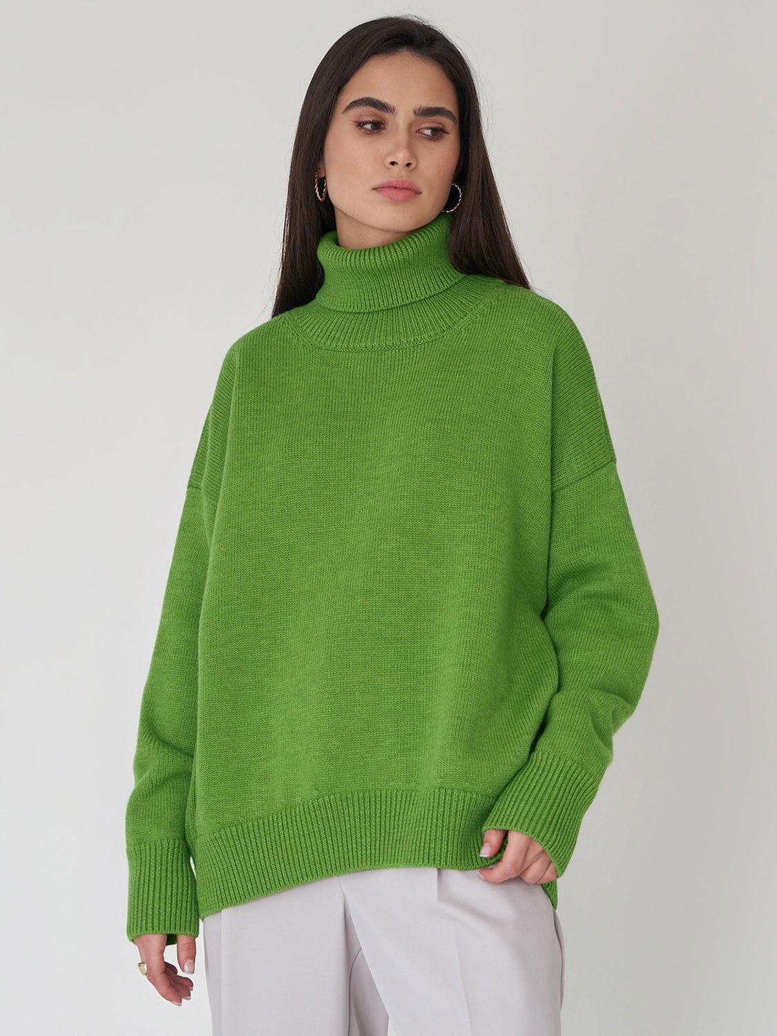 Turtleneck Long Sleeve Sweater - Clothes For Her Online Store