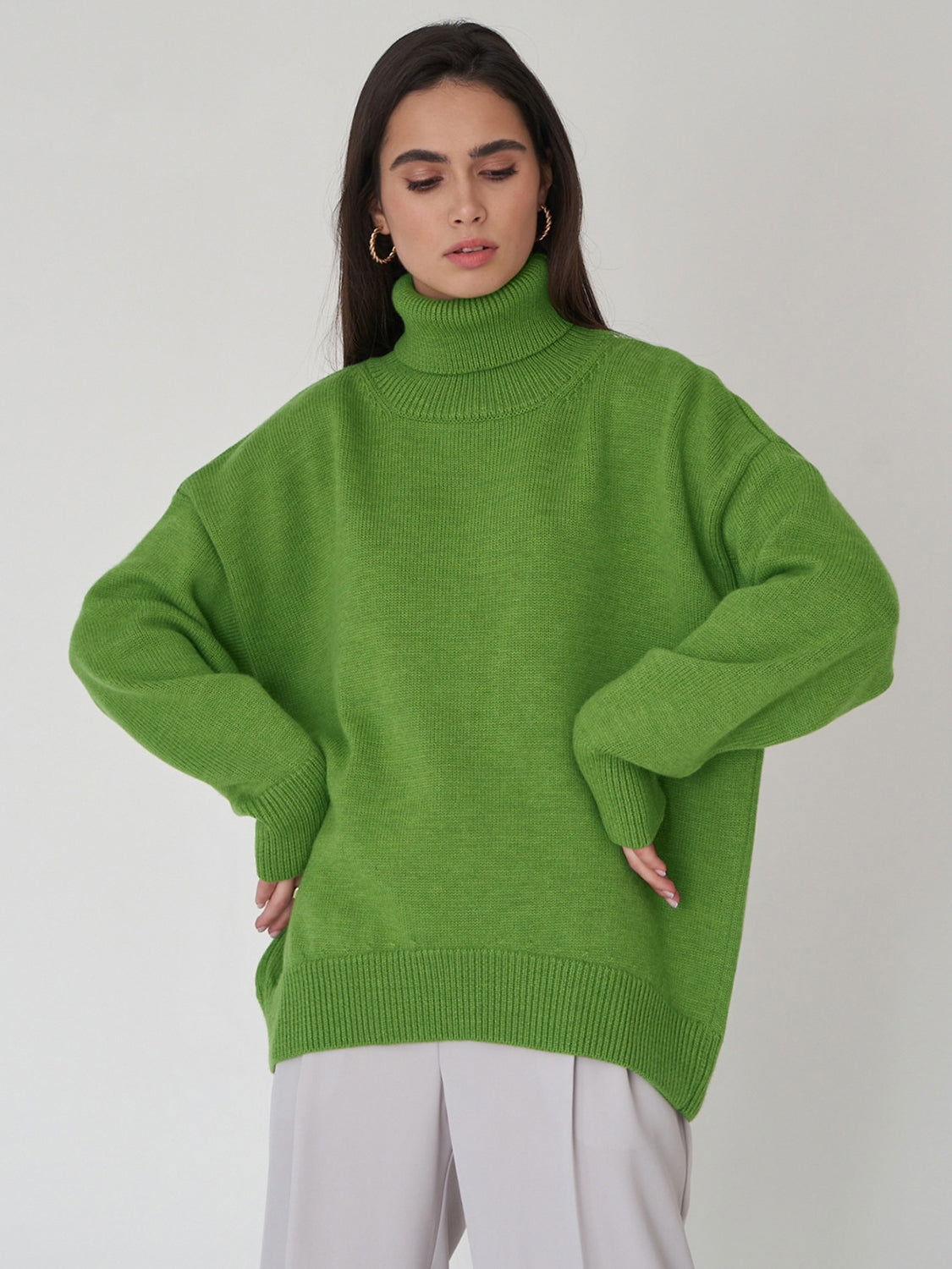Turtleneck Long Sleeve Sweater - Clothes For Her Online Store