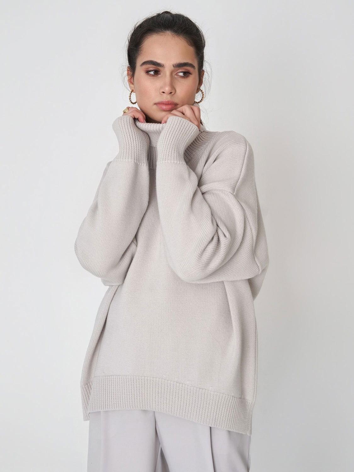 Turtleneck Long Sleeve Sweater - Clothes For Her Online Store