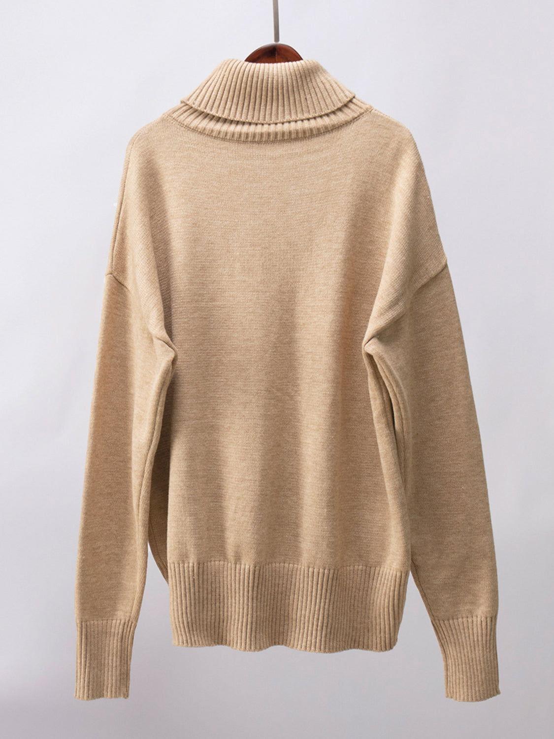 Turtleneck Long Sleeve Sweater - Clothes For Her Online Store