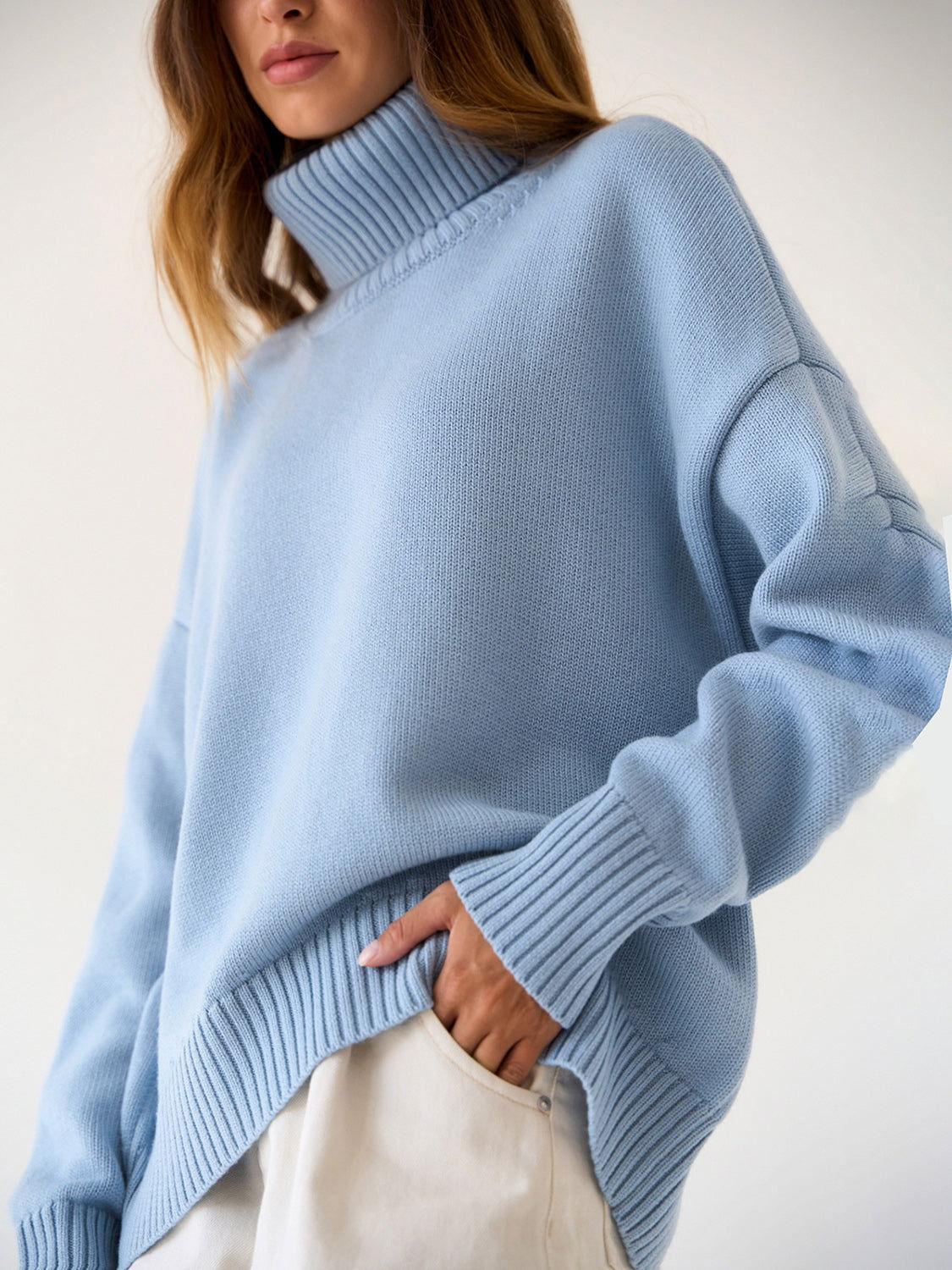 Turtleneck Long Sleeve Sweater - Clothes For Her Online Store