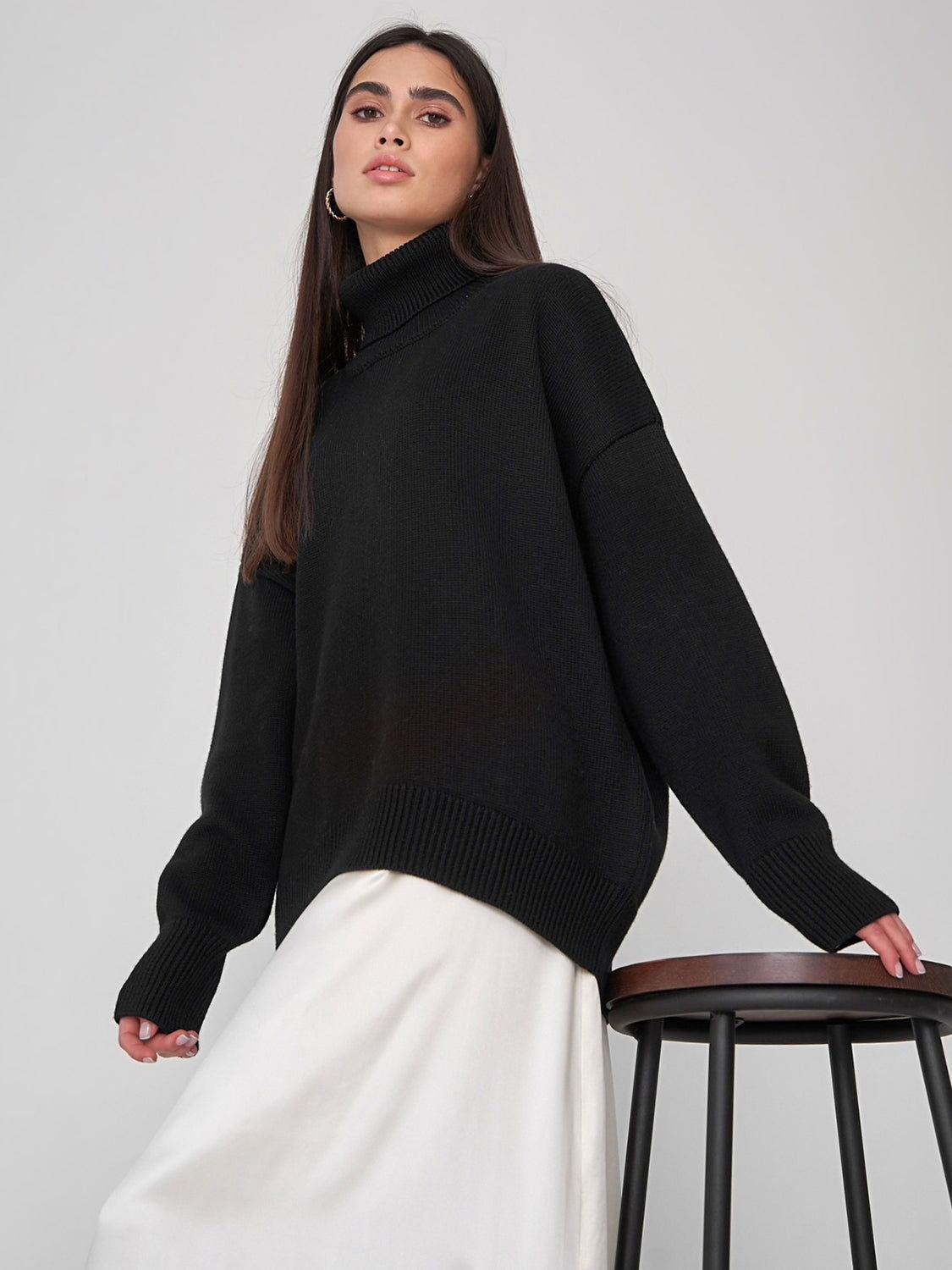 Turtleneck Long Sleeve Sweater - Clothes For Her Online Store