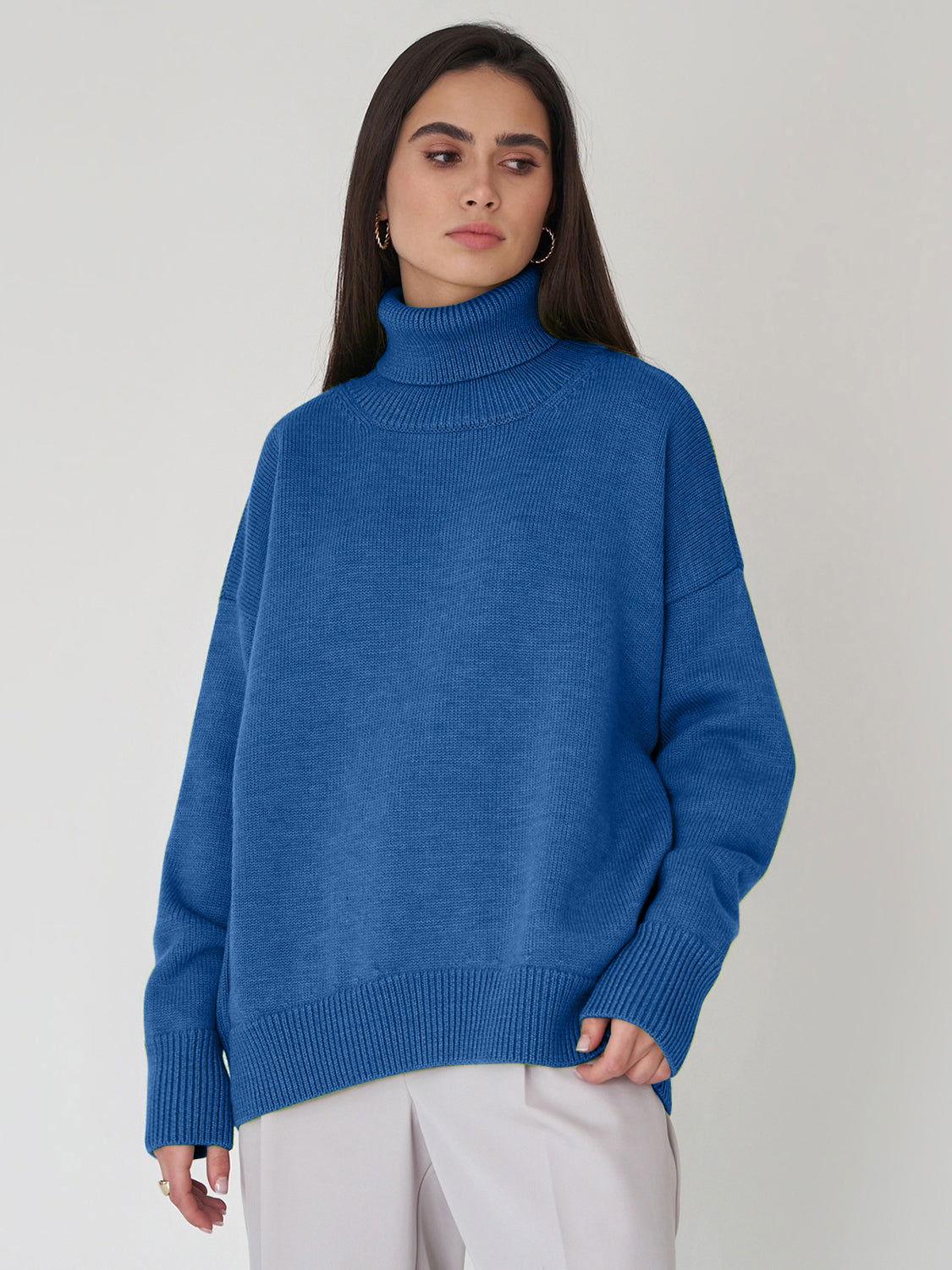 Turtleneck Long Sleeve Sweater - Clothes For Her Online Store