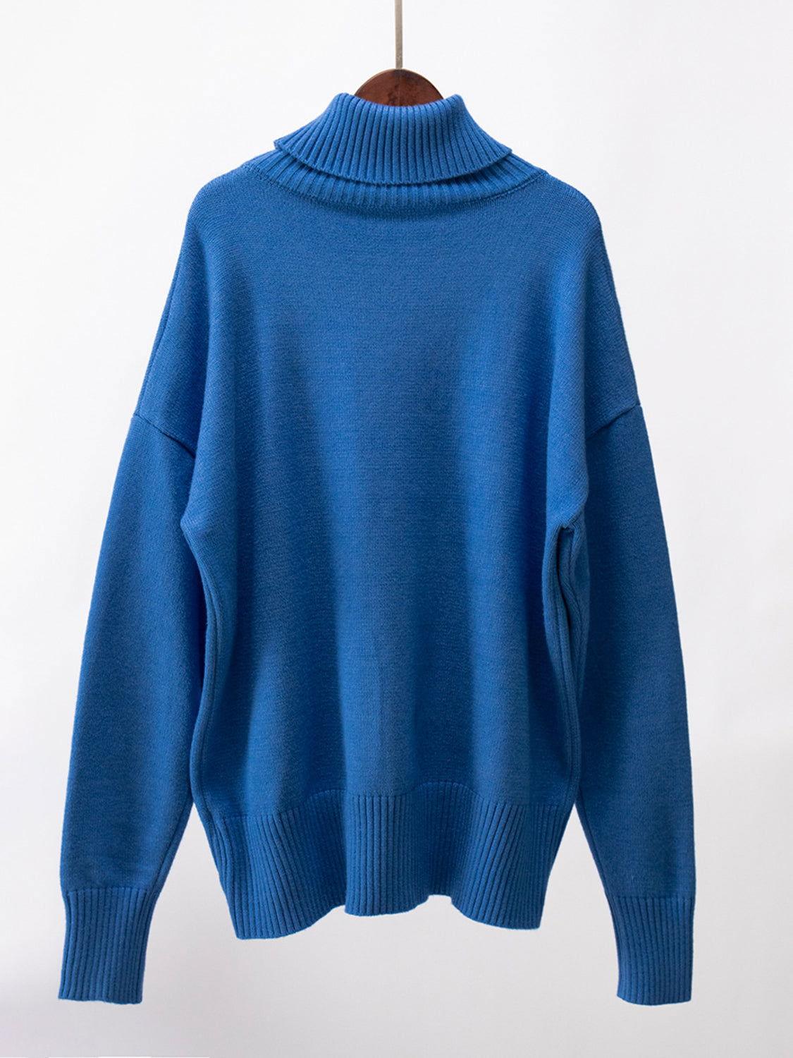 Turtleneck Long Sleeve Sweater - Clothes For Her Online Store