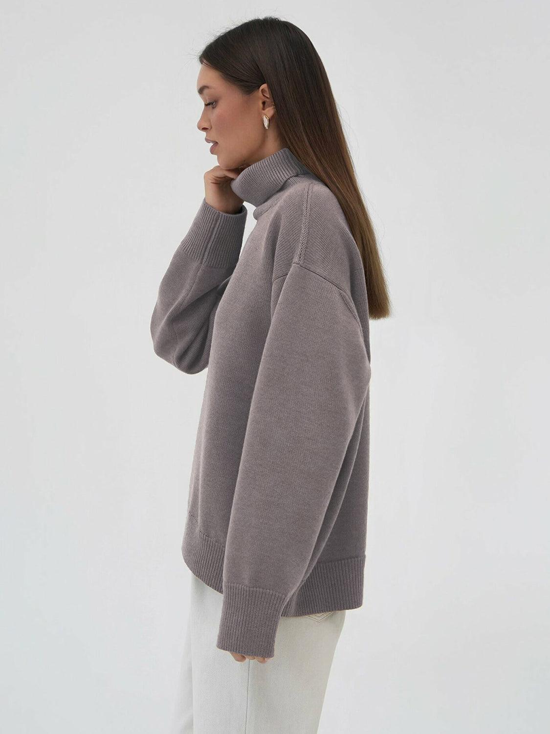 Turtleneck Long Sleeve Sweater - Clothes For Her Online Store