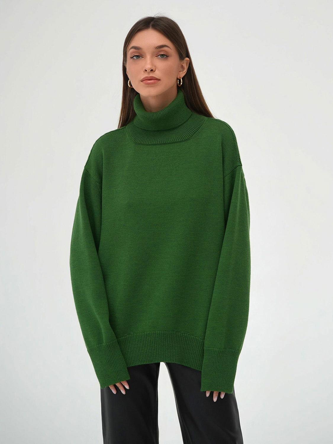 Turtleneck Long Sleeve Sweater - Clothes For Her Online Store