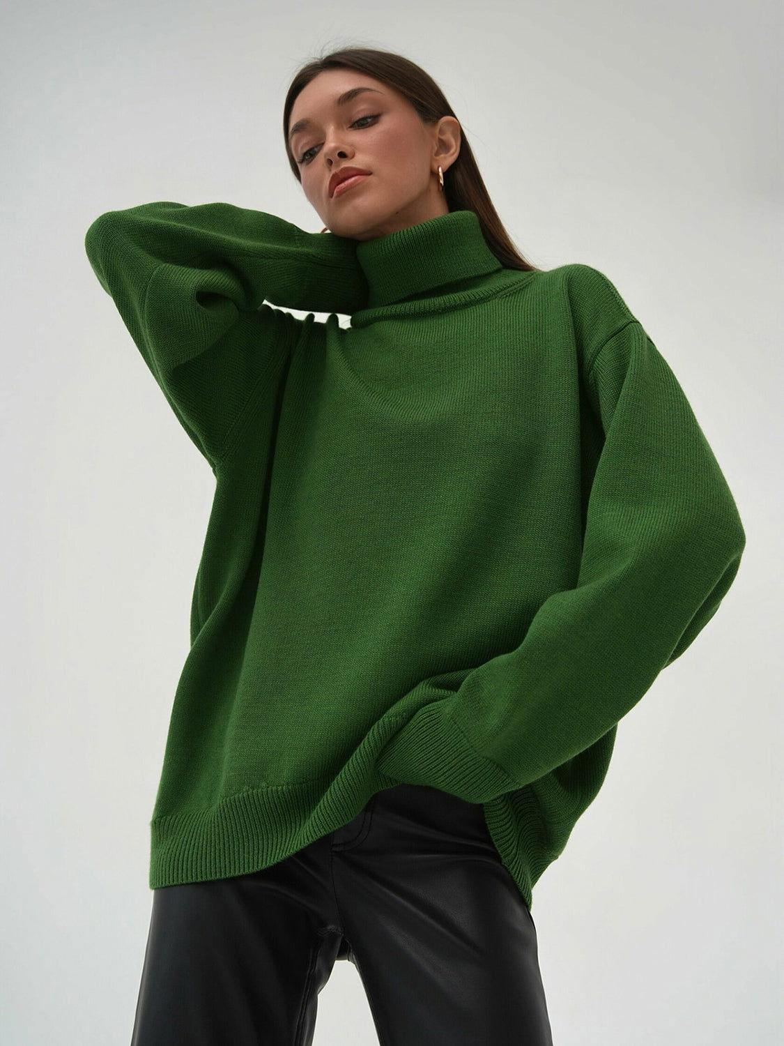 Turtleneck Long Sleeve Sweater - Clothes For Her Online Store