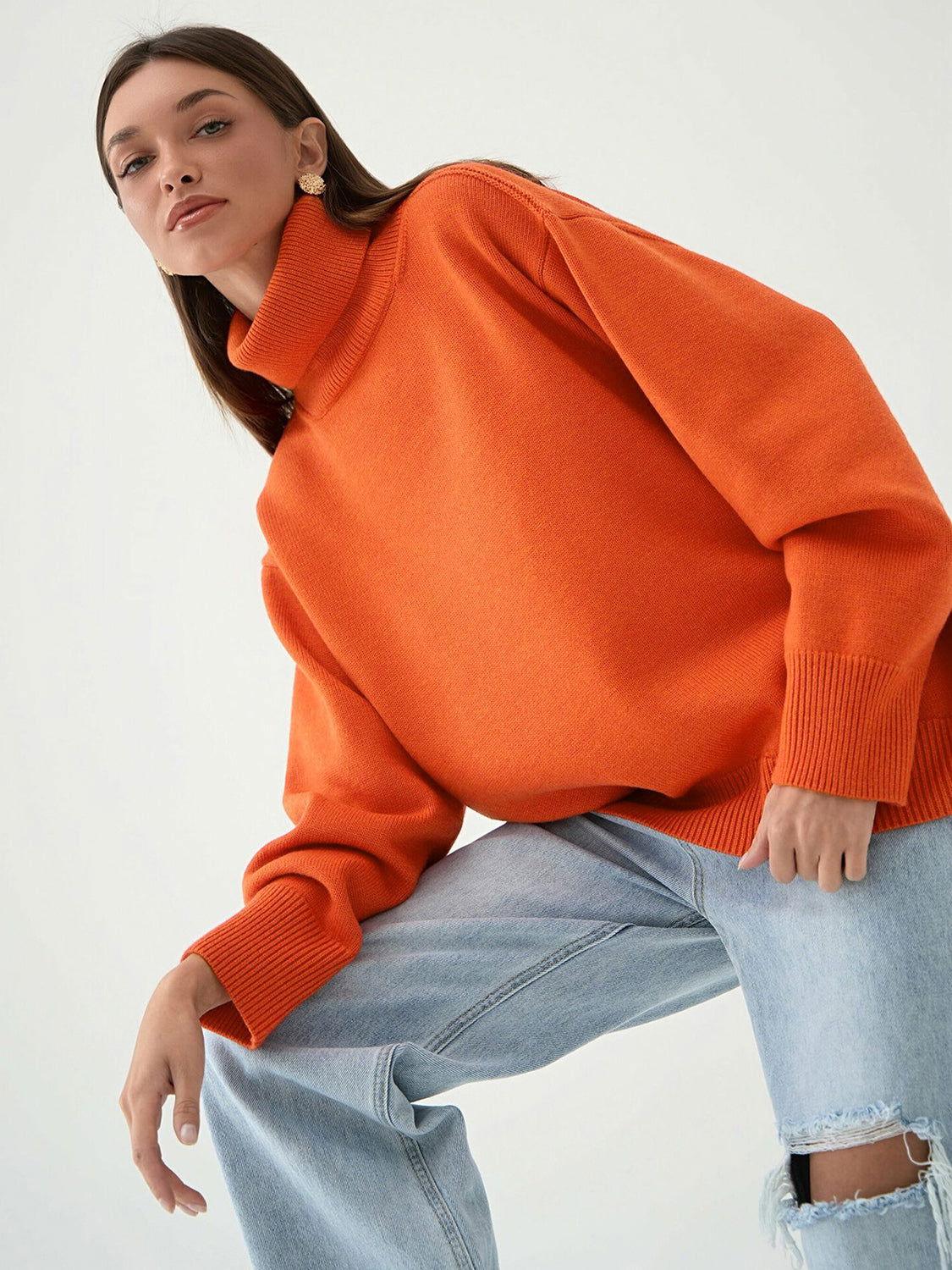 Turtleneck Long Sleeve Sweater - Clothes For Her Online Store
