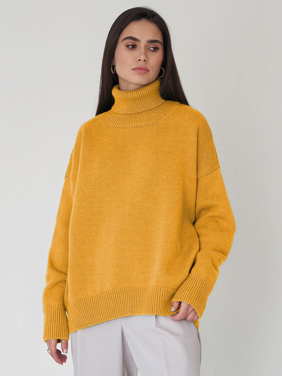 Turtleneck Long Sleeve Sweater - Clothes For Her Online Store