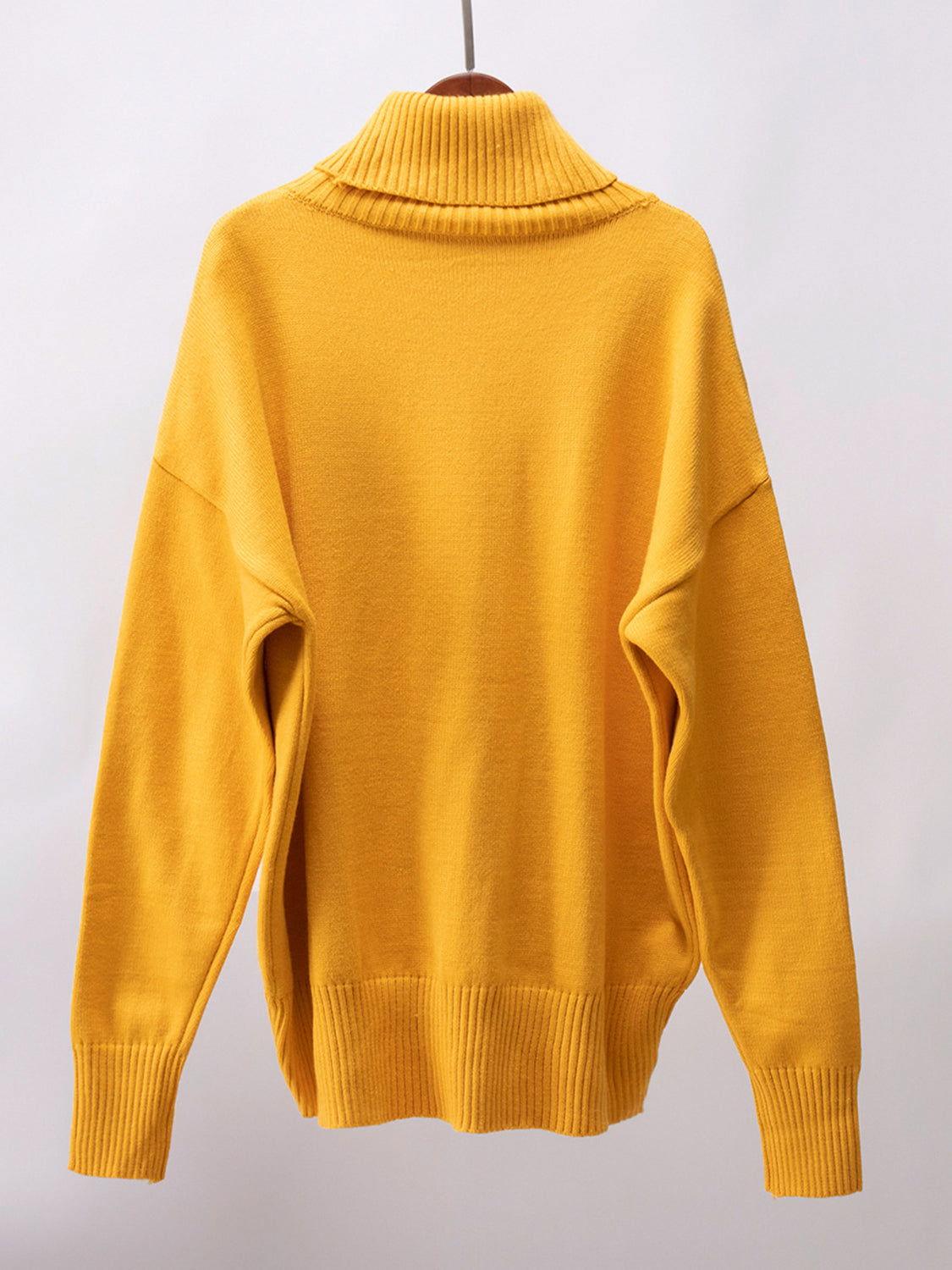 Turtleneck Long Sleeve Sweater - Clothes For Her Online Store