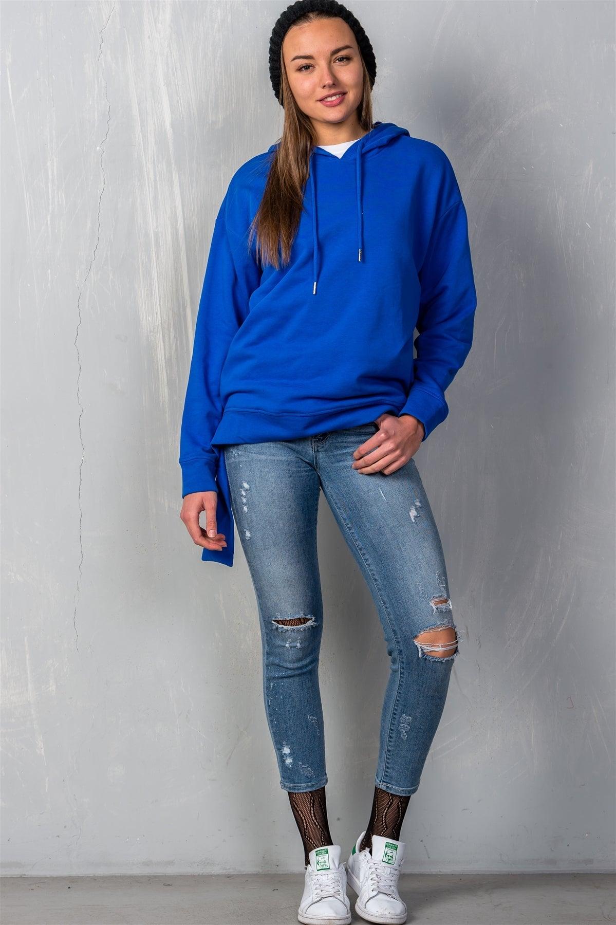 Uneven Hem Graphic "venice" Pullover Hoodie - Clothes For Her Online Store