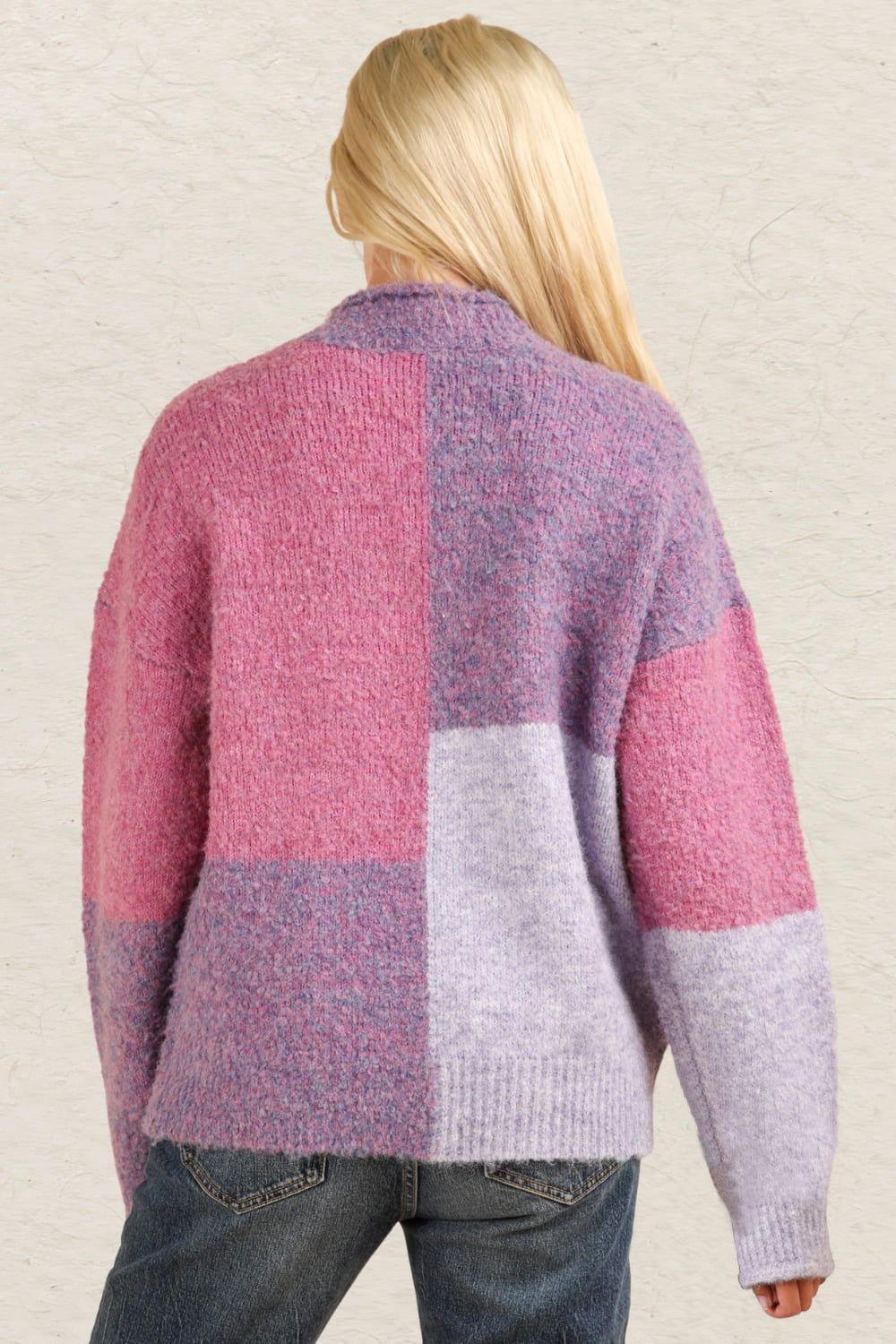 VERY J Color Block Mock Neck Drop Shoulder Sweater - Clothes For Her Online Store