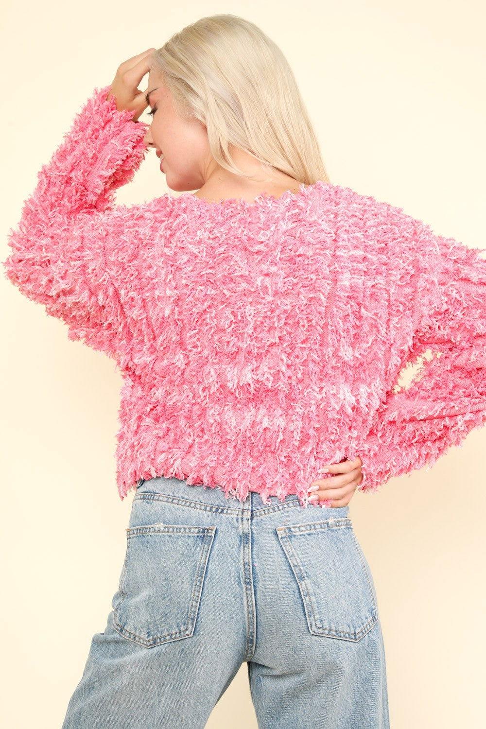 VERY J Shaggy Yarn Knit Zip Up Jacket - Clothes For Her Online Store