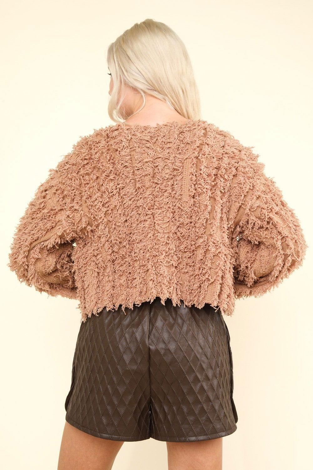 VERY J Shaggy Yarn Knit Zip Up Jacket - Clothes For Her Online Store