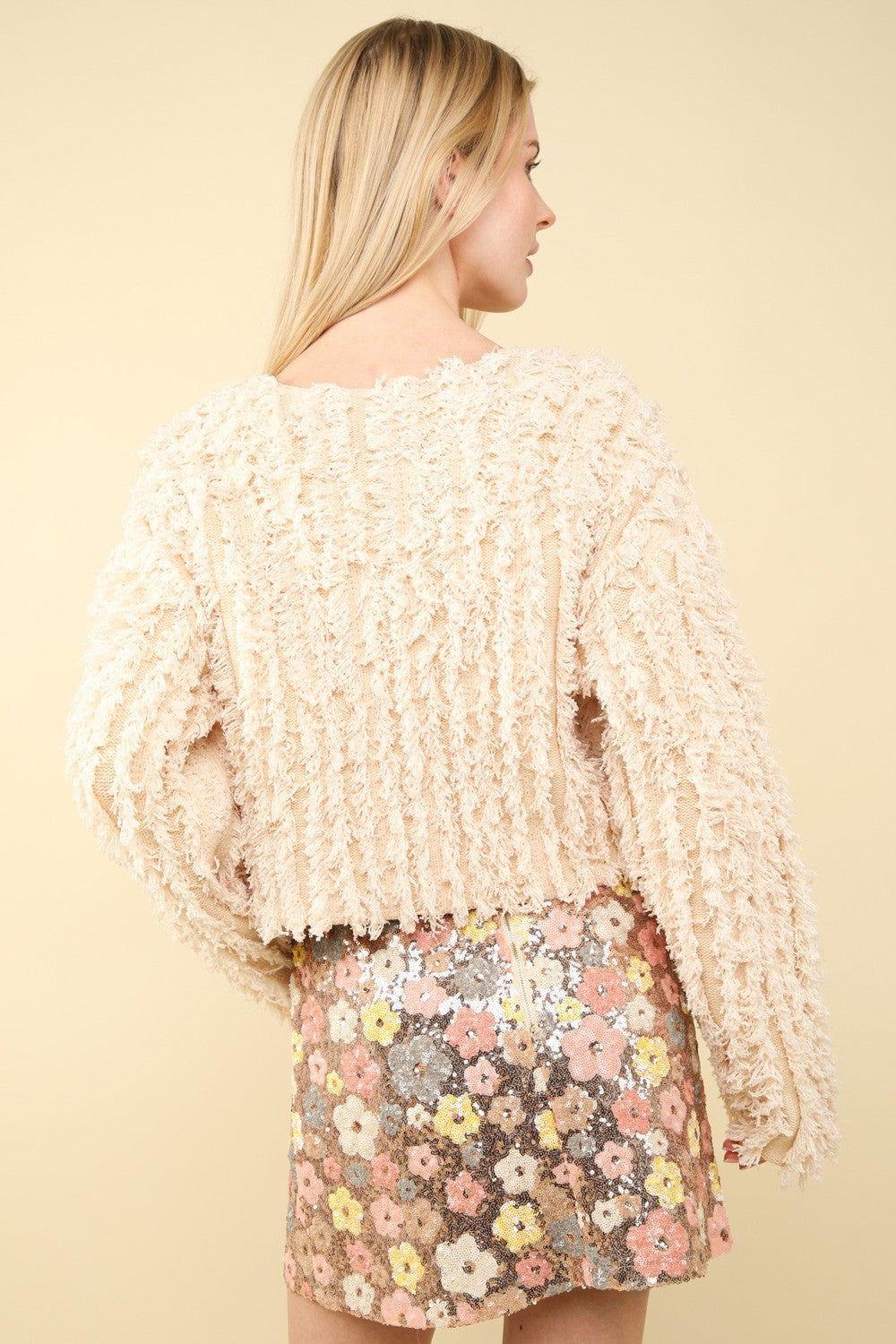 VERY J Shaggy Yarn Knit Zip Up Jacket - Clothes For Her Online Store