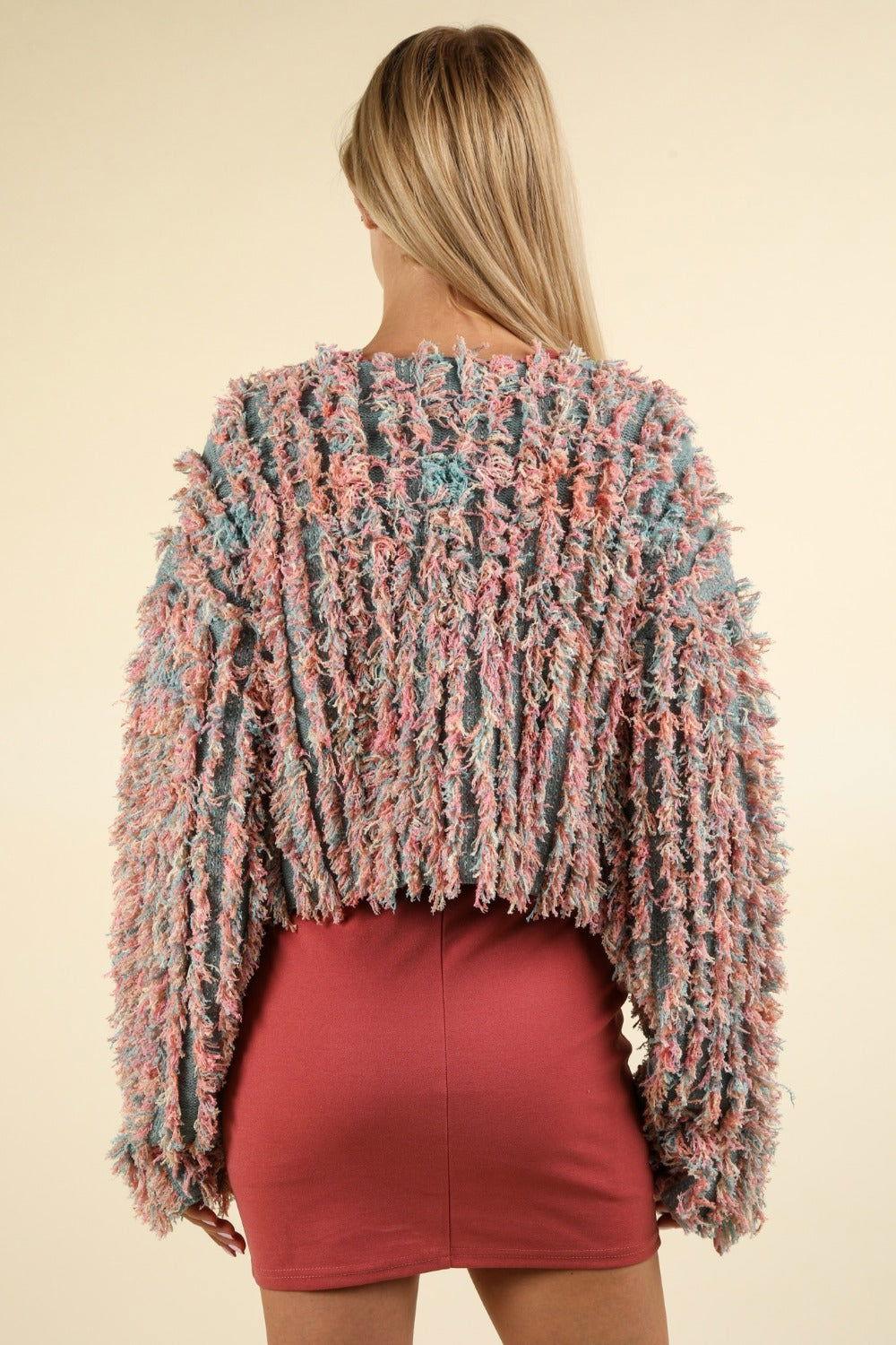 VERY J Shaggy Yarn Knit Zip Up Jacket - Clothes For Her Online Store