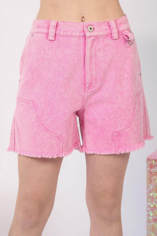 VERY J Washed Raw Hem Denim Shorts - Clothes For Her Online Store