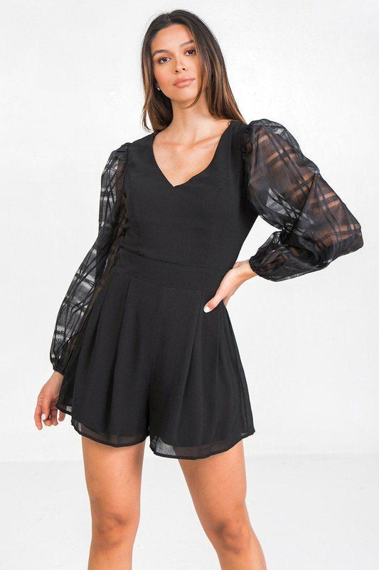 V Neckline Solid Romper - Clothes For Her Online Store