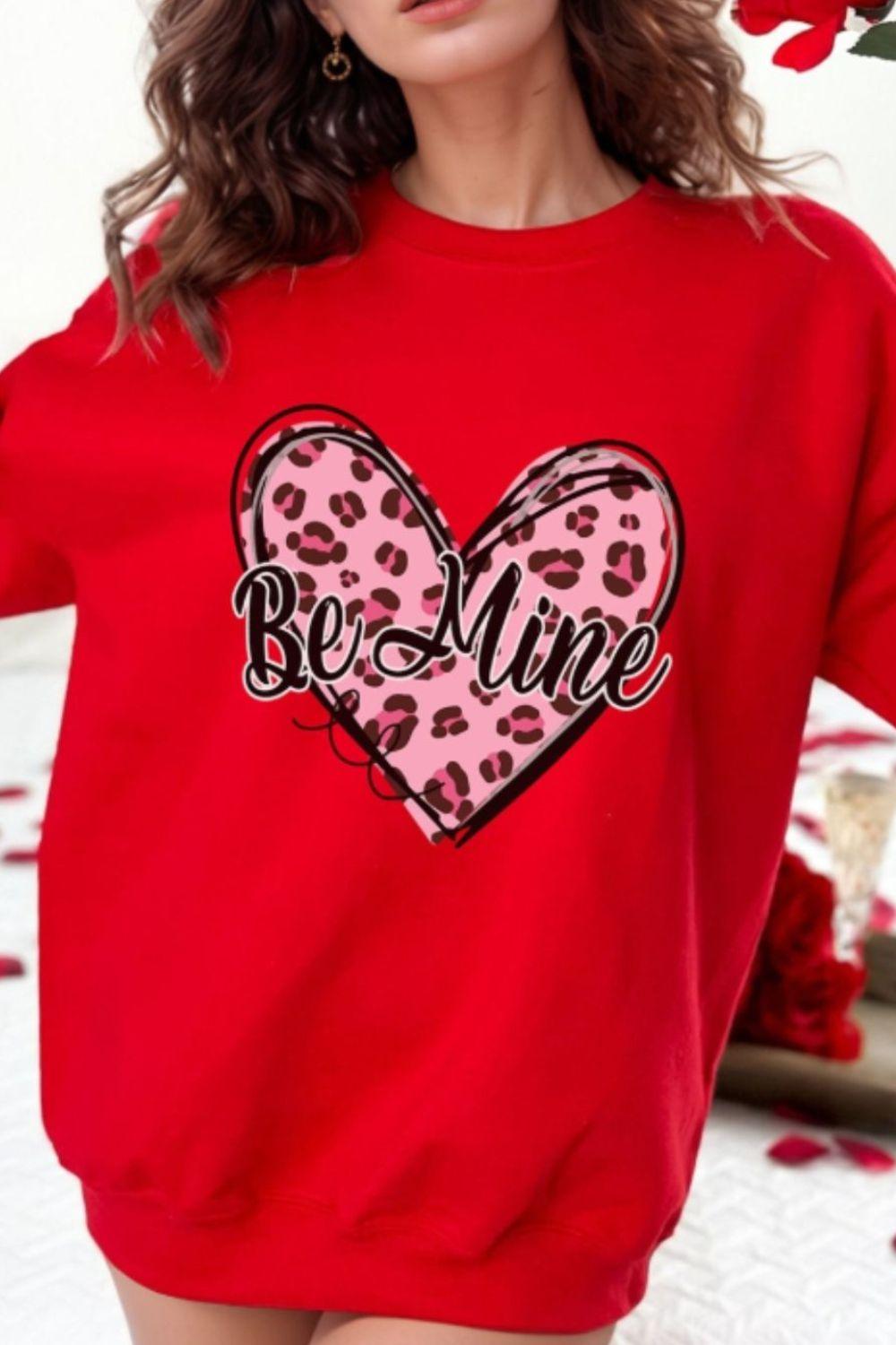 Valentine's Day BE MINE Heart Long Sleeve Sweatshirt - Clothes For Her Online Store