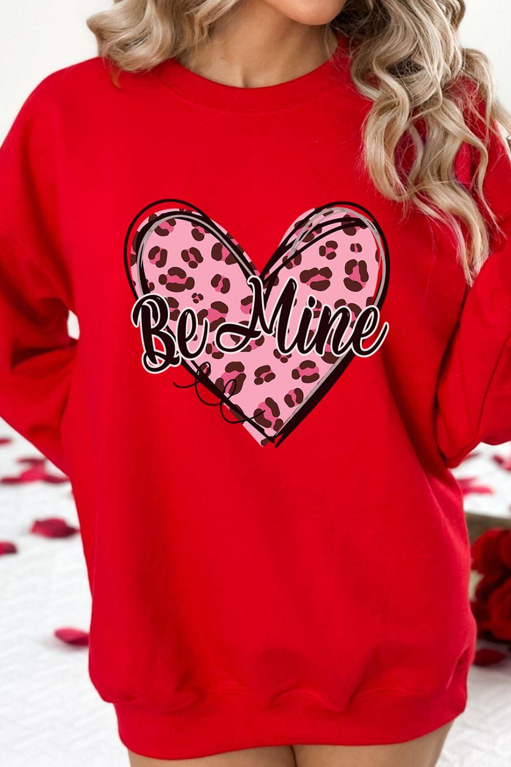 Valentine's Day BE MINE Heart Long Sleeve Sweatshirt - Clothes For Her Online Store