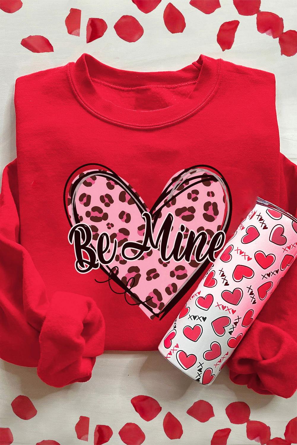 Valentine's Day BE MINE Heart Long Sleeve Sweatshirt - Clothes For Her Online Store
