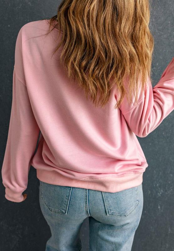 Valentine’s Day XOXO Round Neck Drop Shoulder Sweatshirt - Clothes For Her Online Store