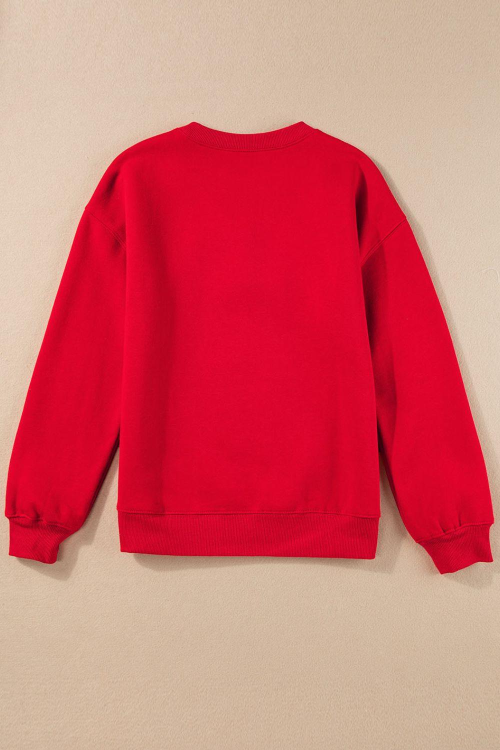 Valentine’s Day XOXO Round Neck Drop Shoulder Sweatshirt - Clothes For Her Online Store