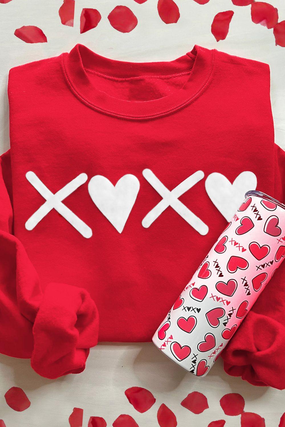 Valentine’s Day XOXO Round Neck Drop Shoulder Sweatshirt - Clothes For Her Online Store