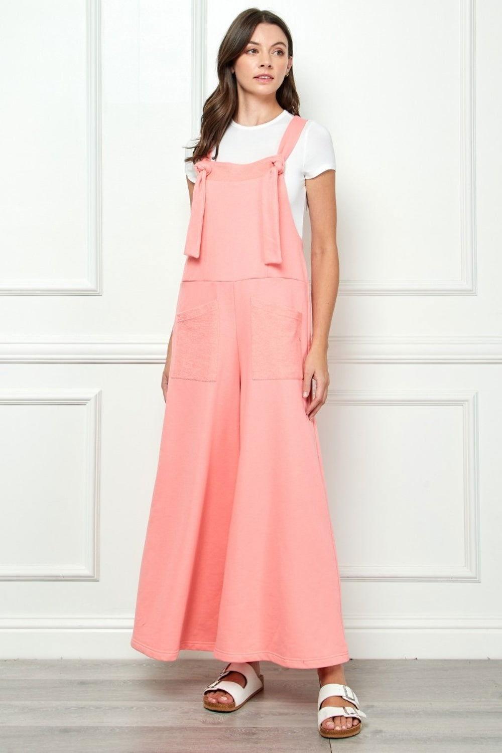 Veveret Wide Strap French Terry Overalls - Clothes For Her Online Store