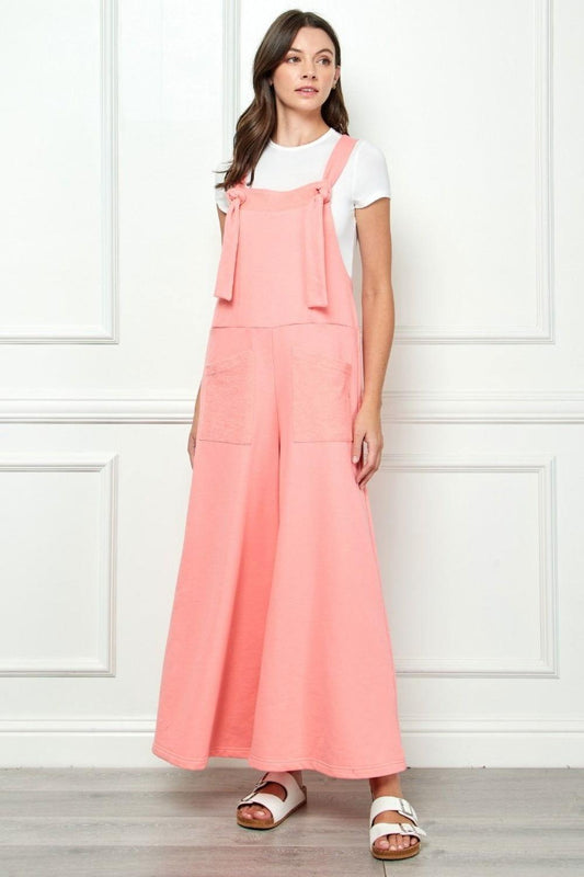 Veveret Wide Strap French Terry Overalls - Clothes For Her Online Store