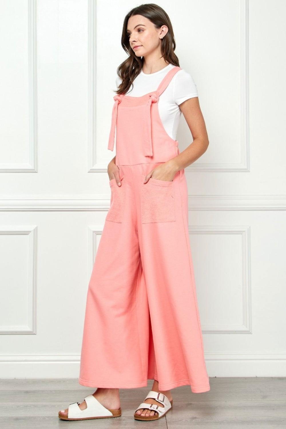 Veveret Wide Strap French Terry Overalls - Clothes For Her Online Store