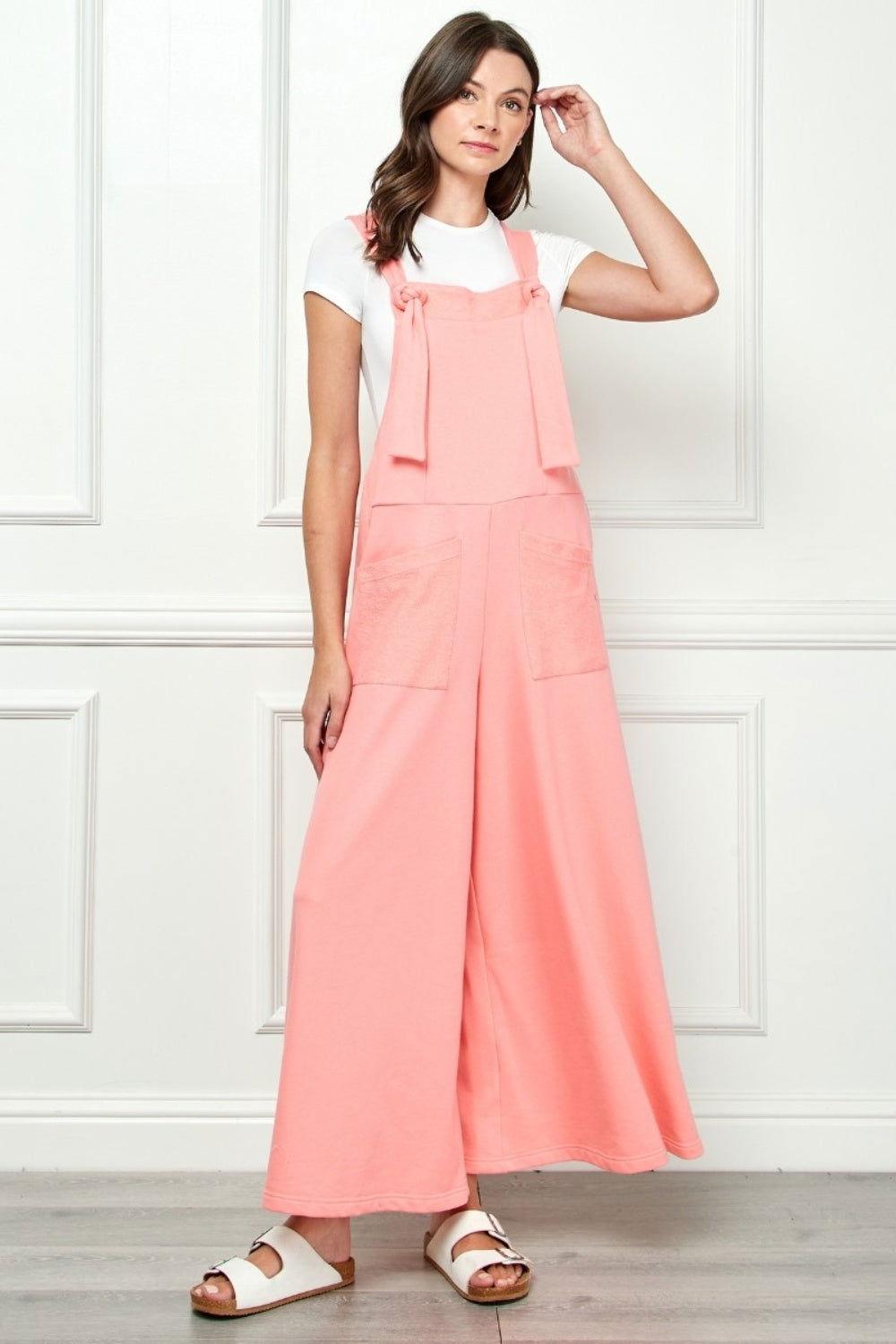 Veveret Wide Strap French Terry Overalls - Clothes For Her Online Store