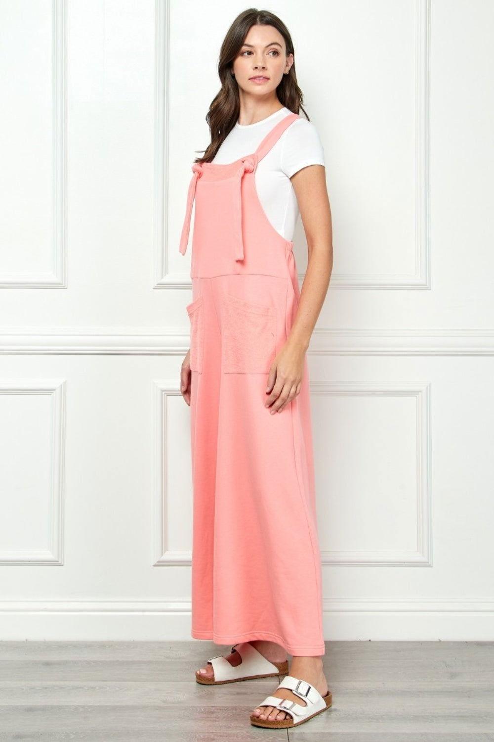 Veveret Wide Strap French Terry Overalls - Clothes For Her Online Store