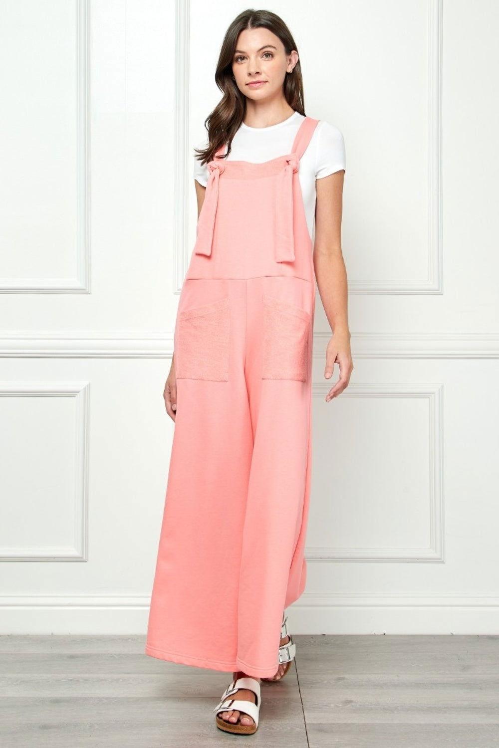 Veveret Wide Strap French Terry Overalls - Clothes For Her Online Store