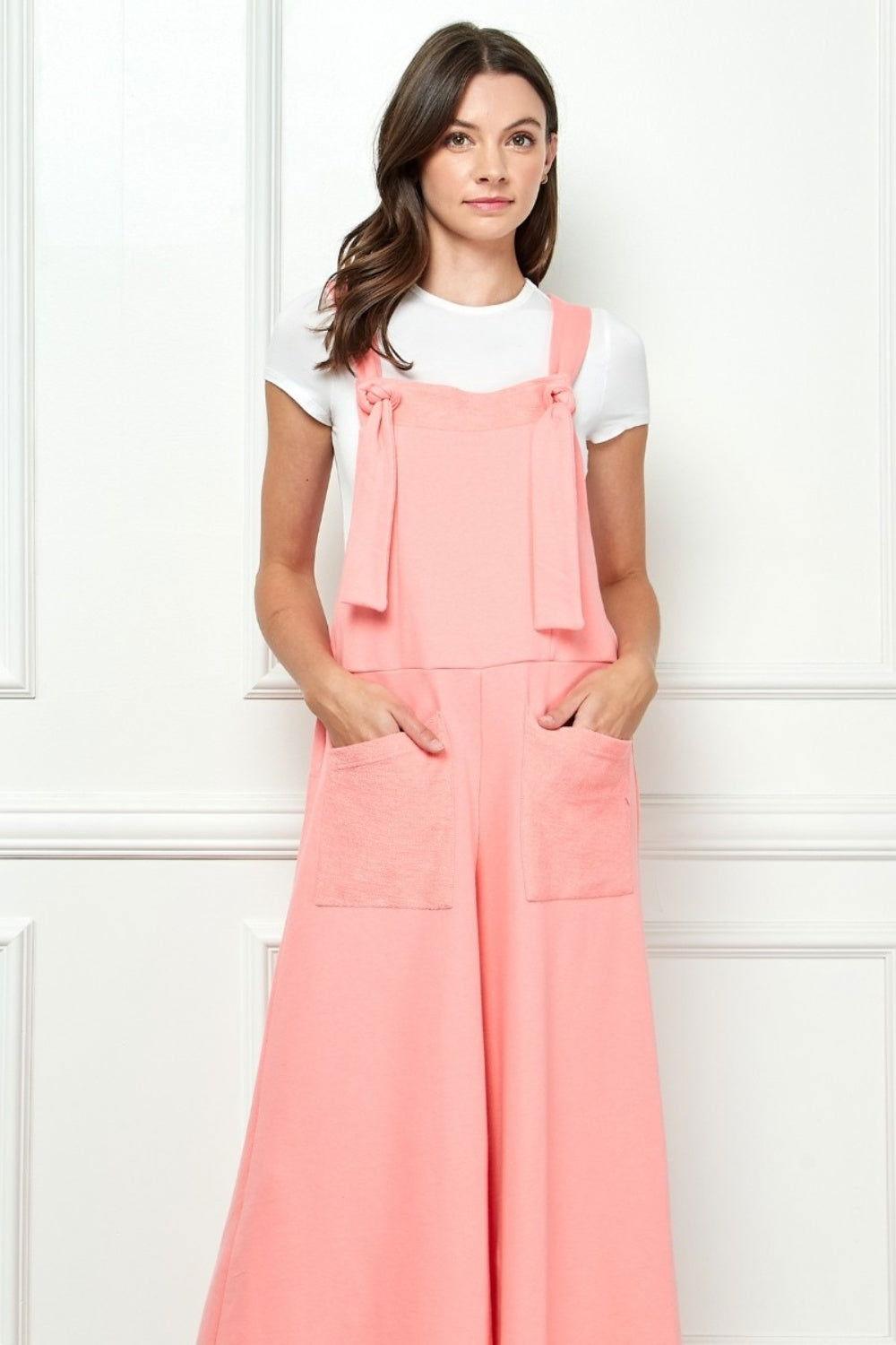 Veveret Wide Strap French Terry Overalls - Clothes For Her Online Store