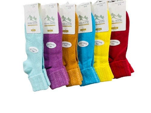 Colorful Socks - Sierra Socks Women Triple Cuff Crew Cotton Colorful