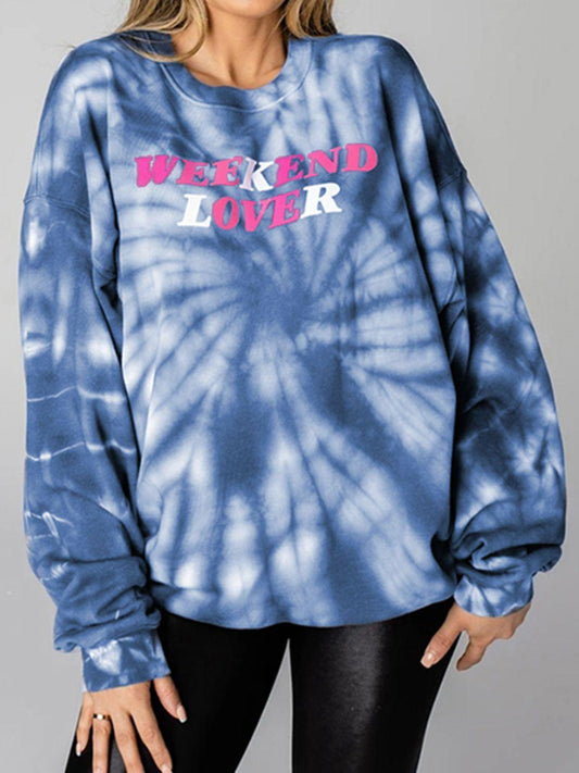 WEEKEND LOVER Graphic Tie-Dye Sweatshirt - Clothes For Her Online Store