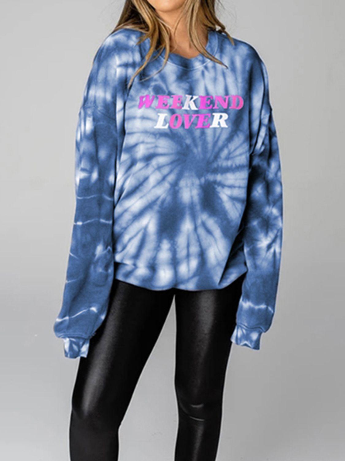 WEEKEND LOVER Graphic Tie-Dye Sweatshirt - Clothes For Her Online Store