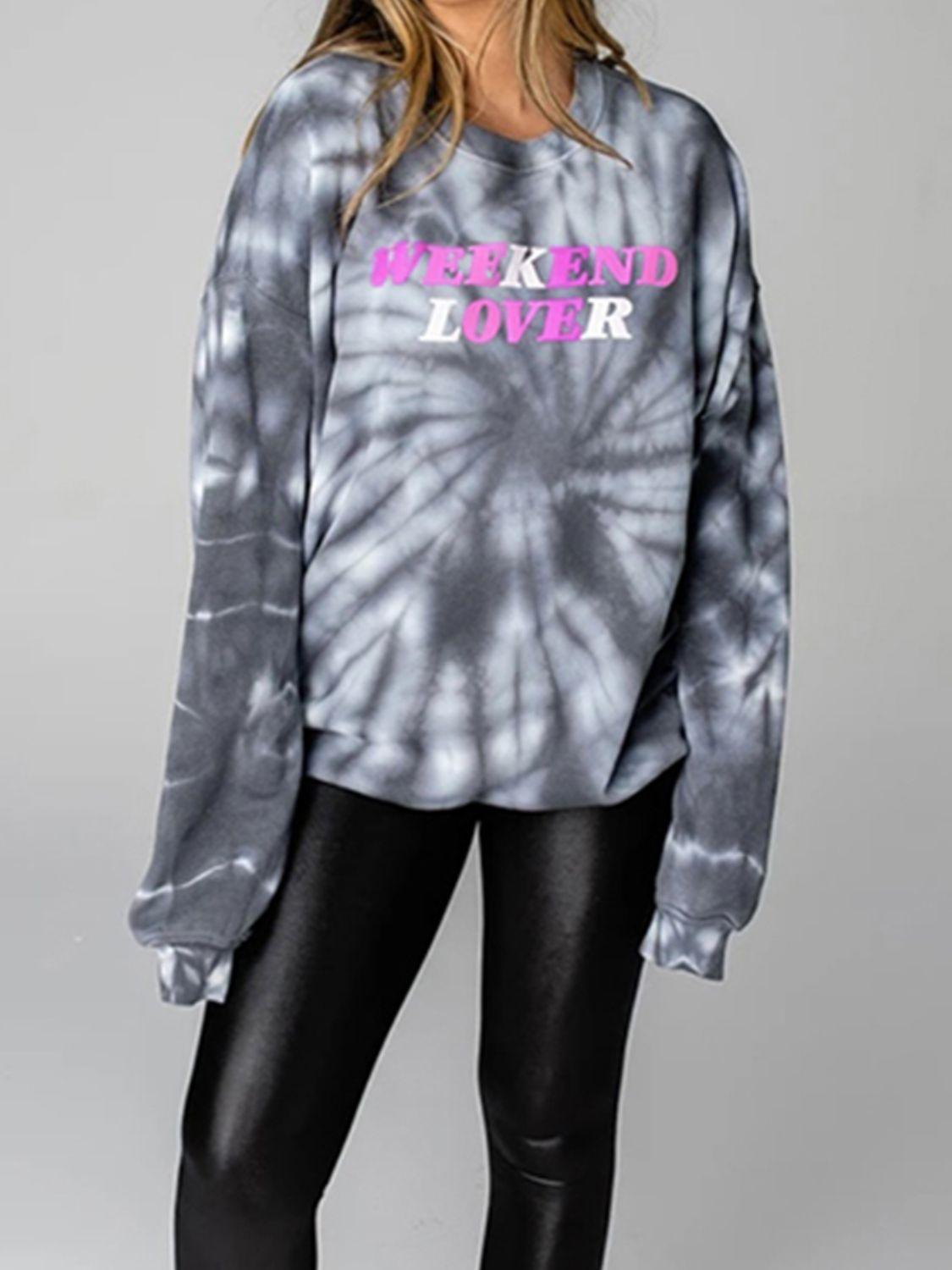 WEEKEND LOVER Graphic Tie-Dye Sweatshirt - Clothes For Her Online Store