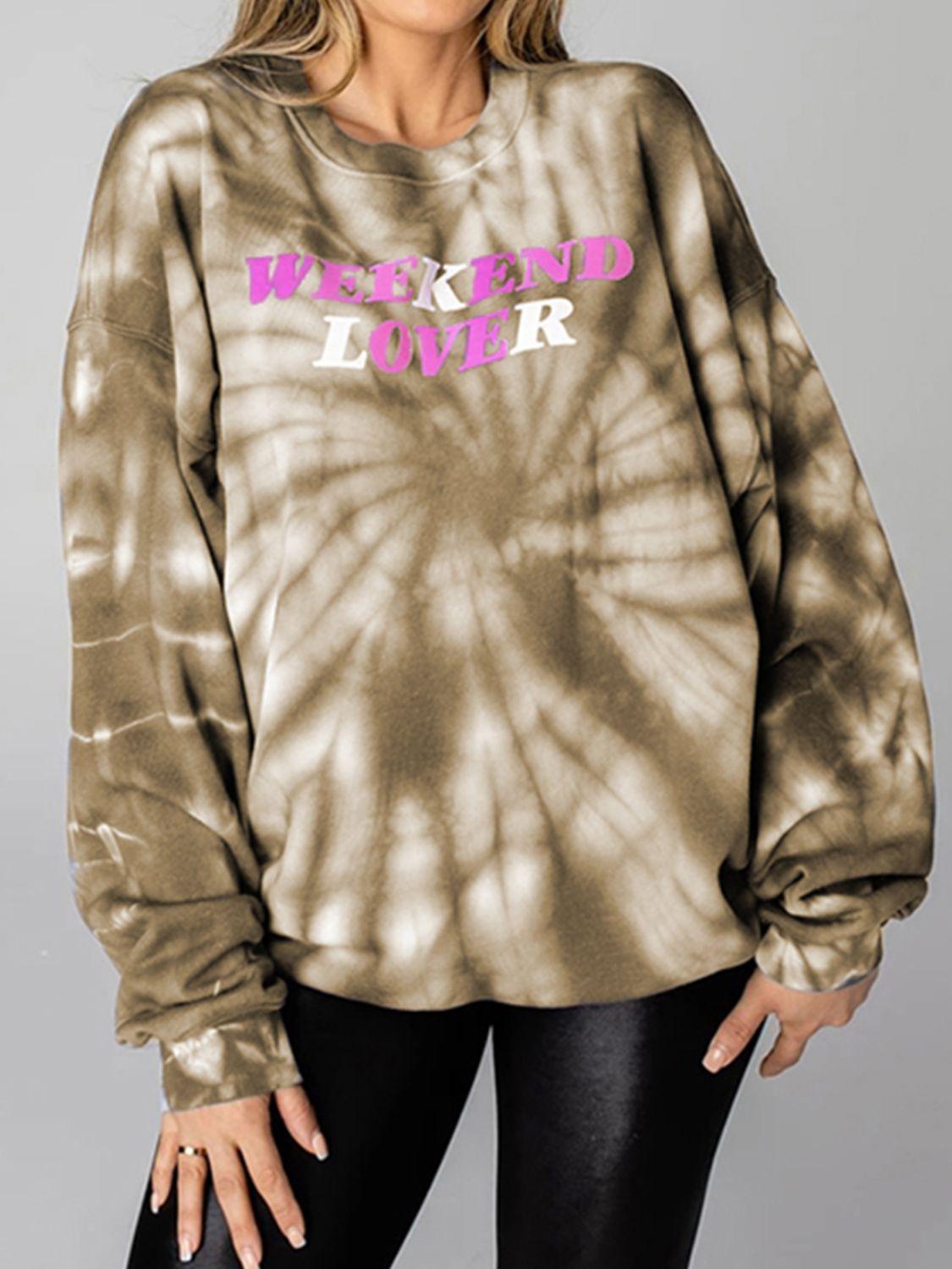 WEEKEND LOVER Graphic Tie-Dye Sweatshirt - Clothes For Her Online Store
