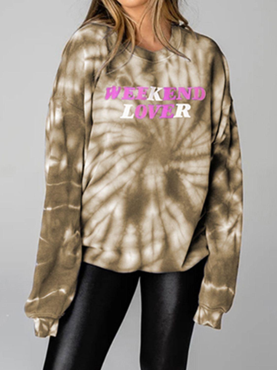 WEEKEND LOVER Graphic Tie-Dye Sweatshirt - Clothes For Her Online Store